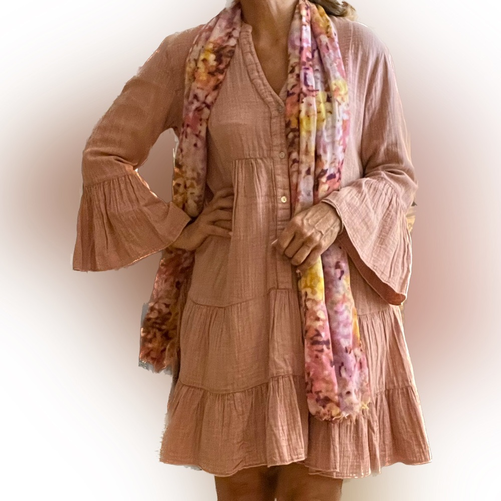 Faherty rose color empire tier dress. Button down size S